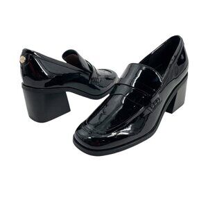 Marc Fisher KChris Black Patent Faux Leather Heeled Loafers Womens Size 6 Y2K